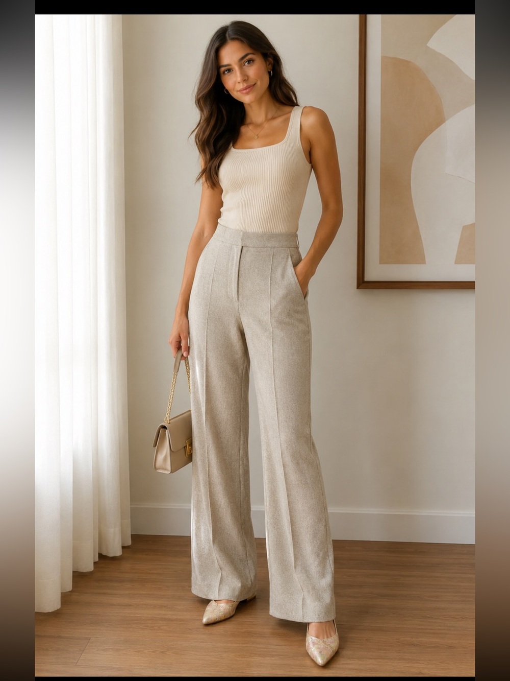 Wide Leg Dress Pants in gray
